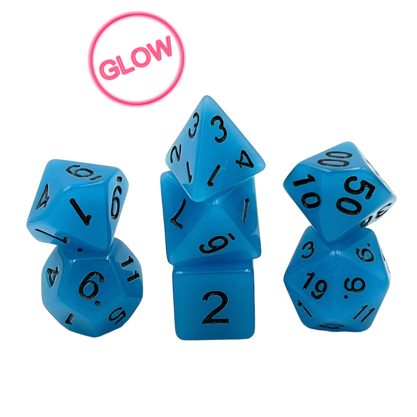 7-teiliges RPG Würfelset Glow: Blue