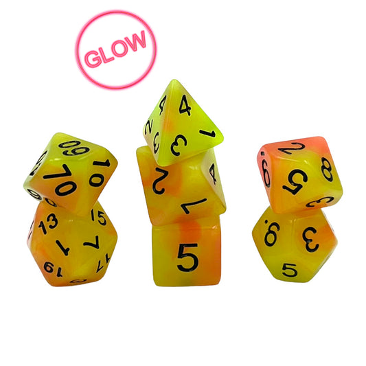 7-teiliges RPG Würfelset Glow: Peach