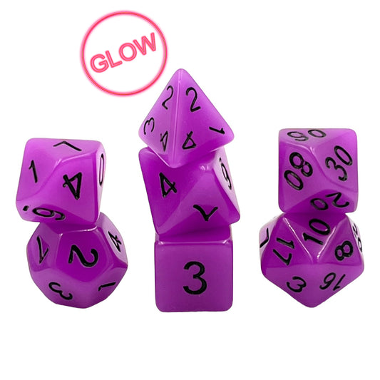 7-teiliges RPG Würfelset Glow: Purple
