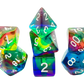 7-teiliges RPG Würfelset Transparent: Rainbow Storm