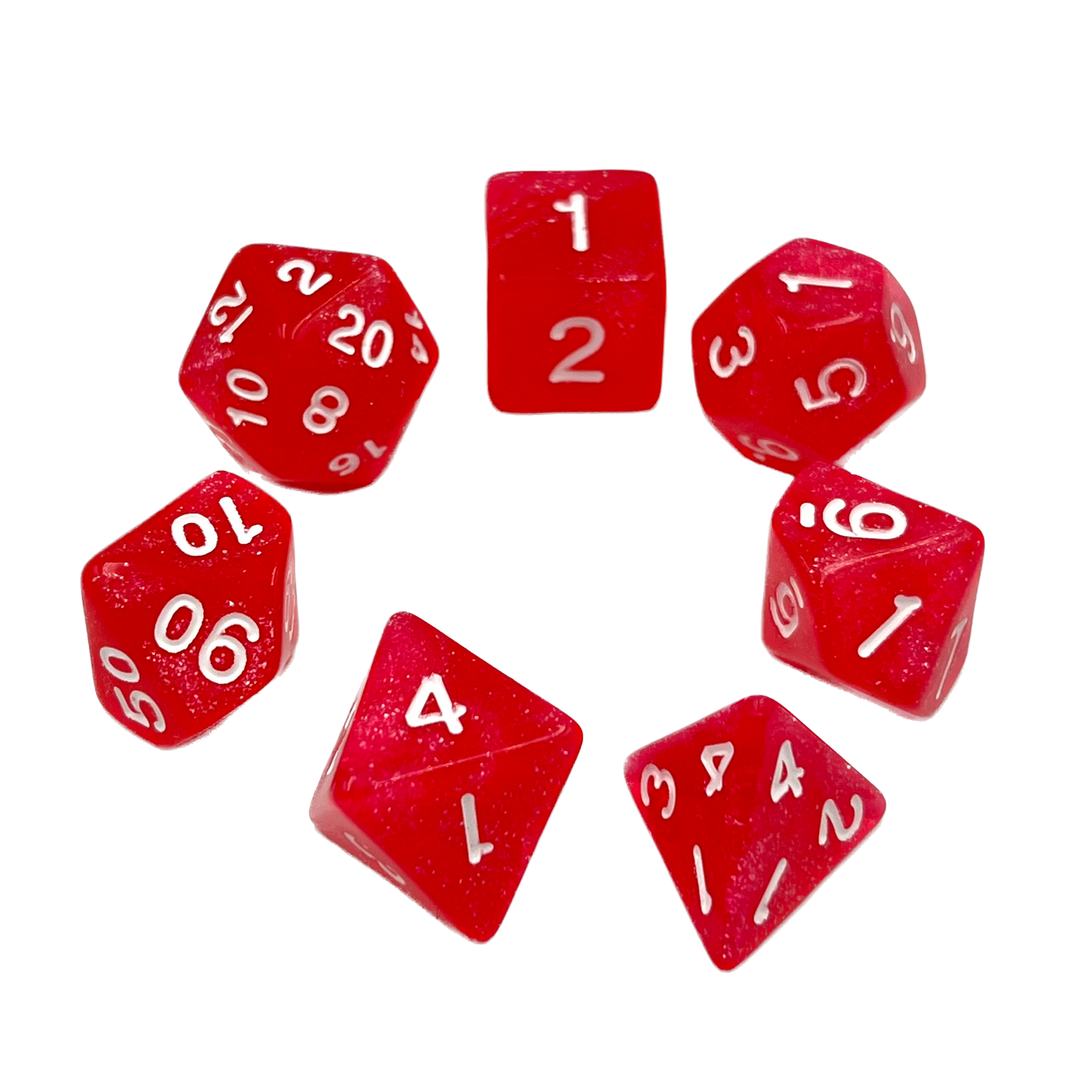 7-teiliges RPG Würfelset Confetti: Ruby Red