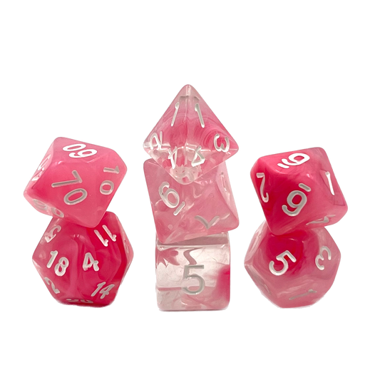 7-teiliges RPG Würfelset Transparent: Nebula Pink