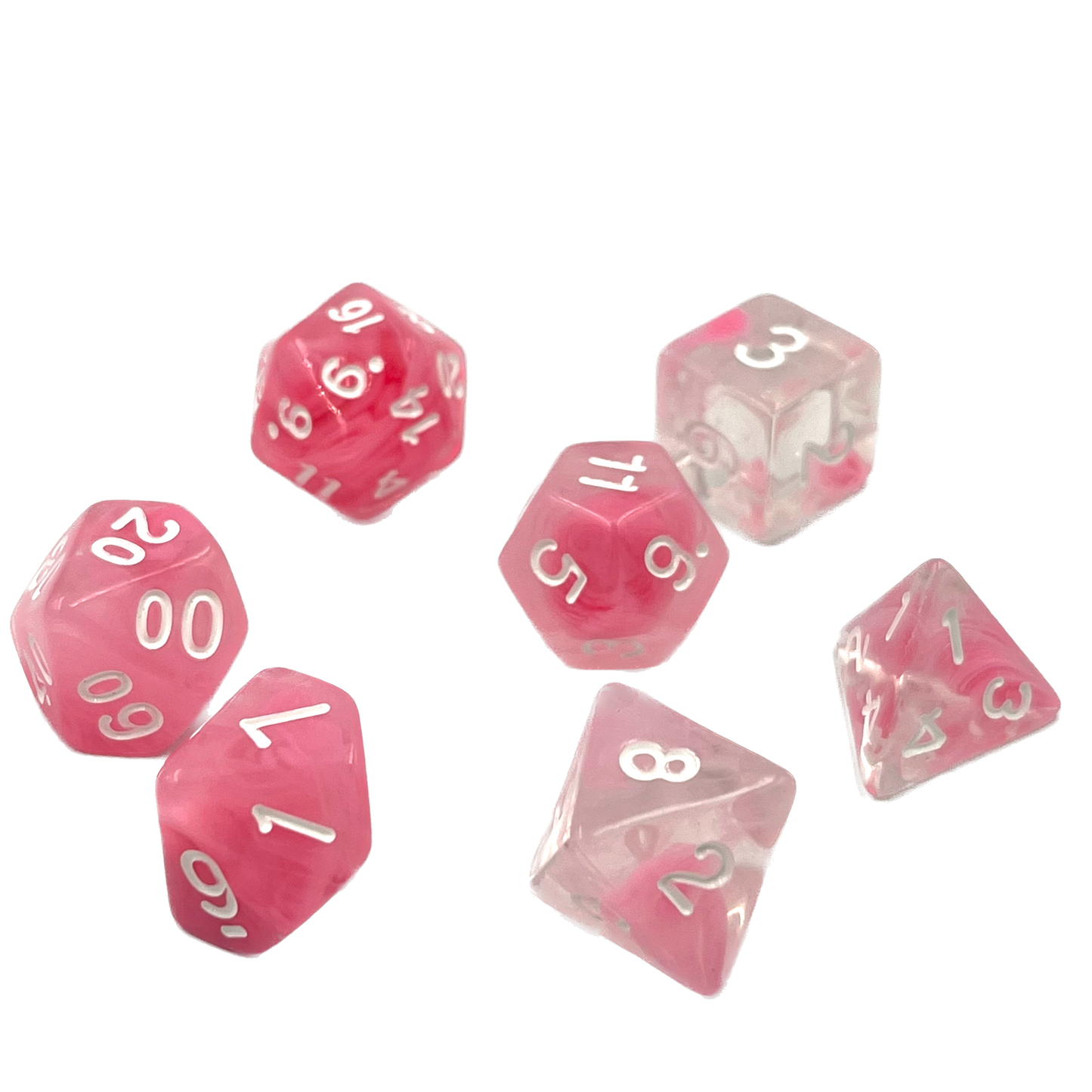 7-teiliges RPG Würfelset Transparent: Nebula Pink