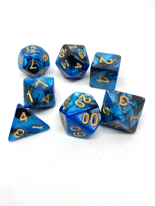 7-teiliges RPG Würfelset Mehrfarbig: Racing Blueberry Black