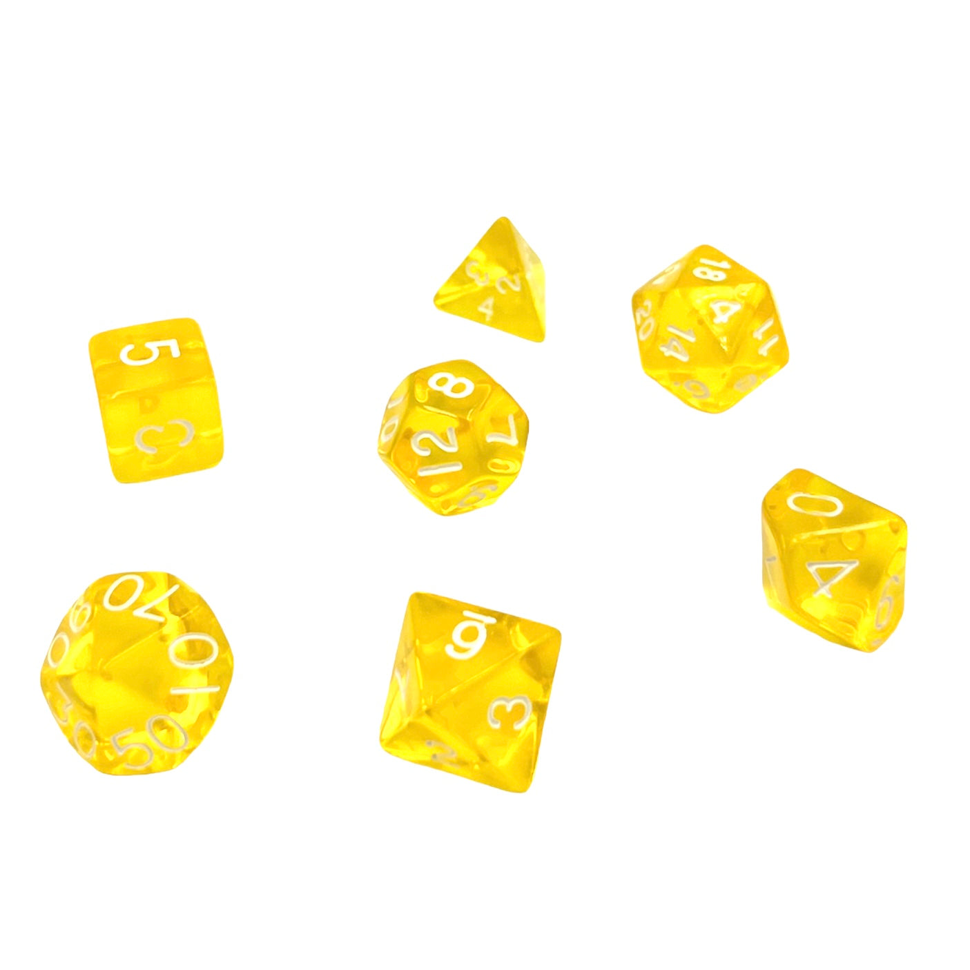 7-teiliges RPG Würfelset Transparent: Yellow