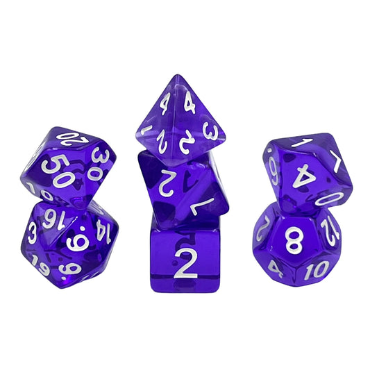 7-teiliges RPG Würfelset Transparent: Purple