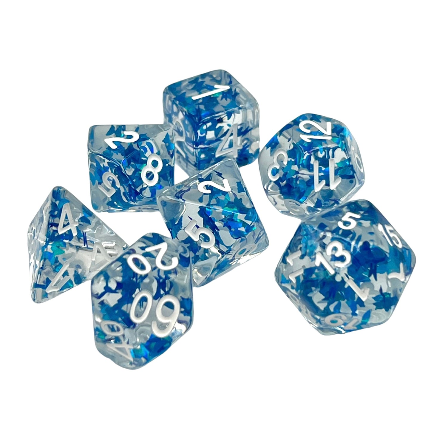 7-teiliges RPG Würfelset Transparent: Blue Butterfly
