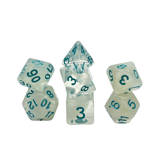 7-teiliges RPG Würfelset Transparent: Frosted Princess