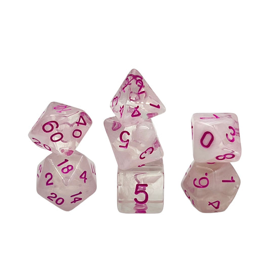 7-teiliges RPG Würfelset Transparent: Frosted Pink Princess