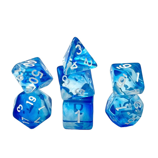 7-teiliges RPG Würfelset Transparent: Nebula Blue