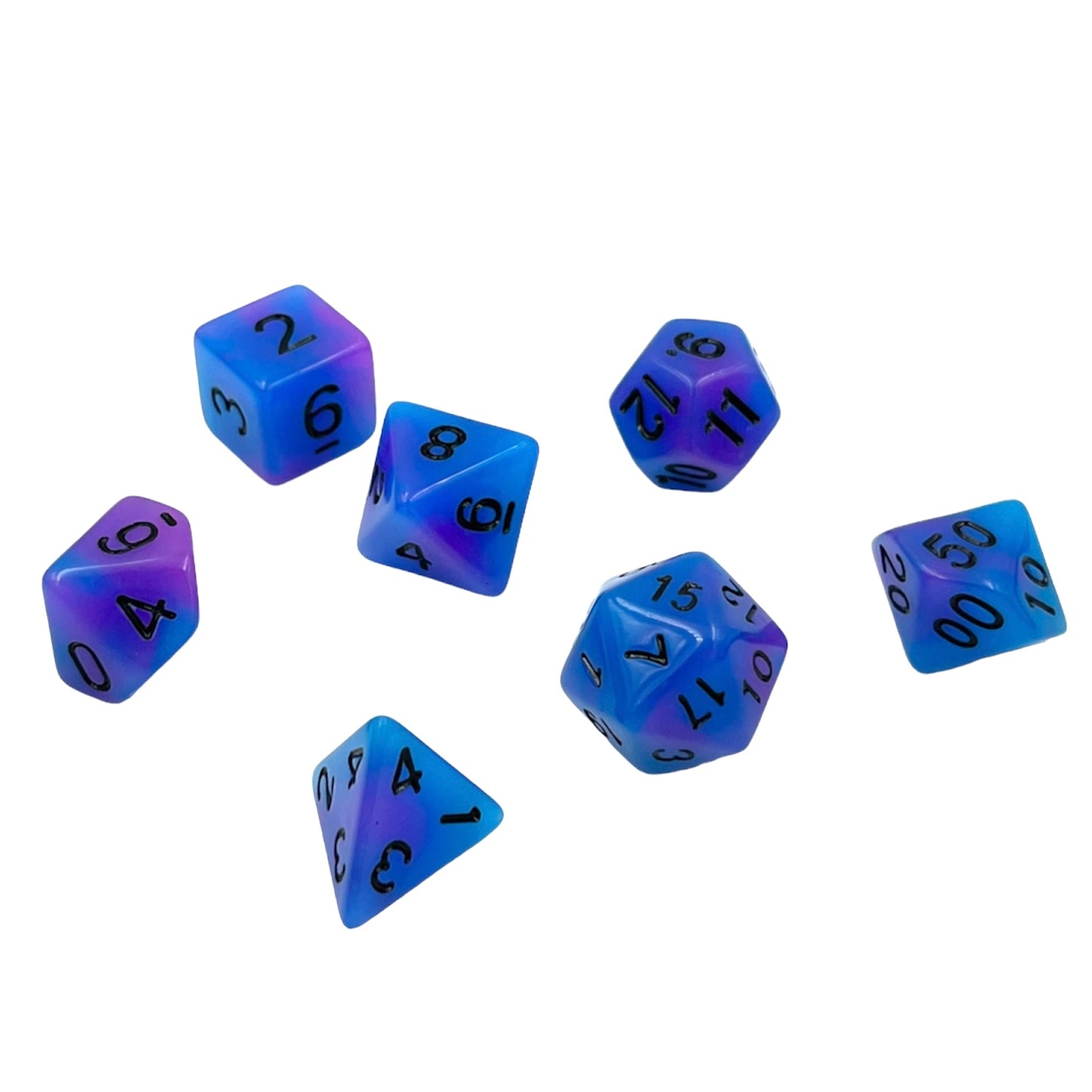 7-teiliges RPG Würfelset Glow: Blueberry