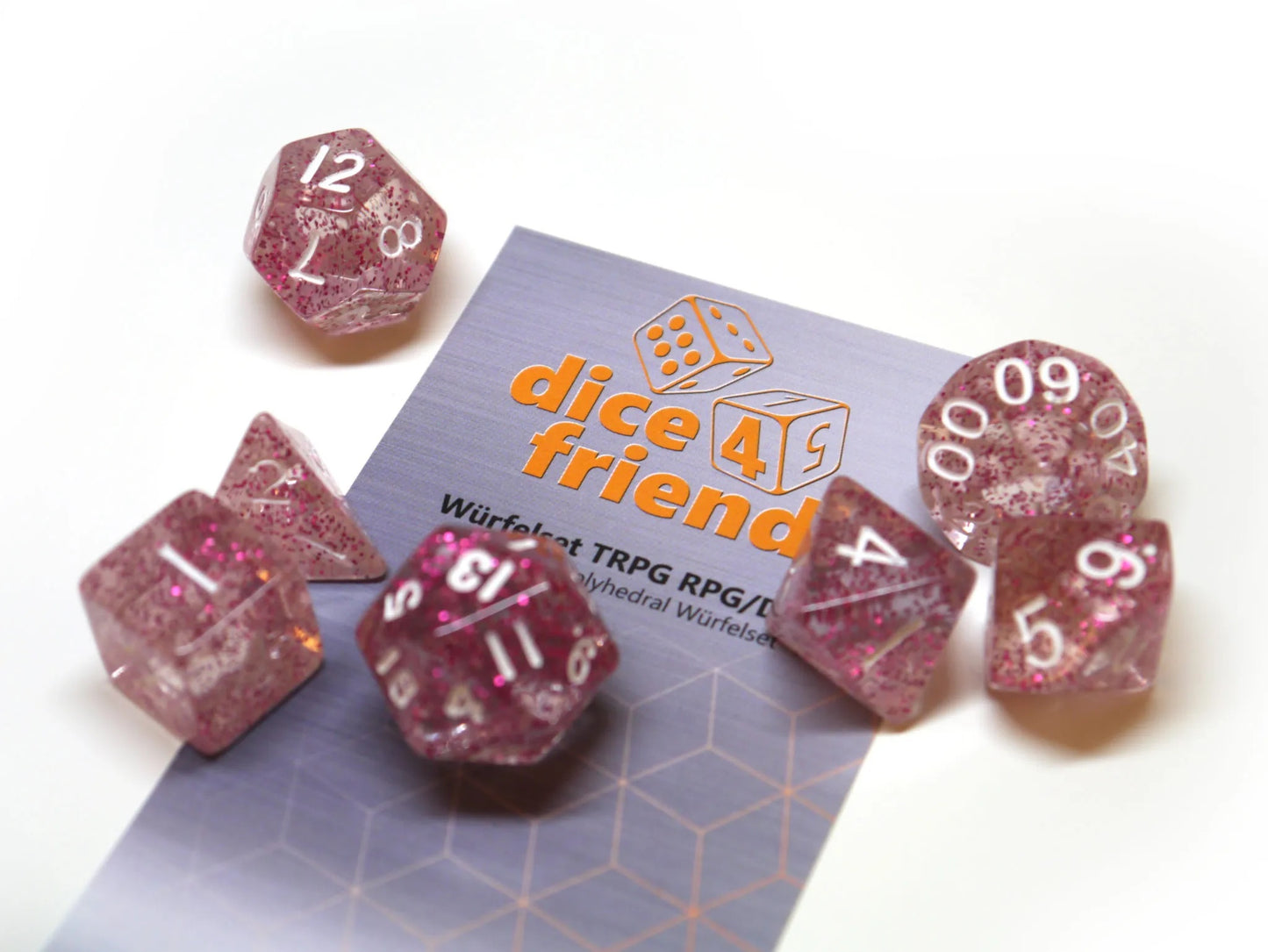 7-teiliges RPG Würfelset Confetti: Pink