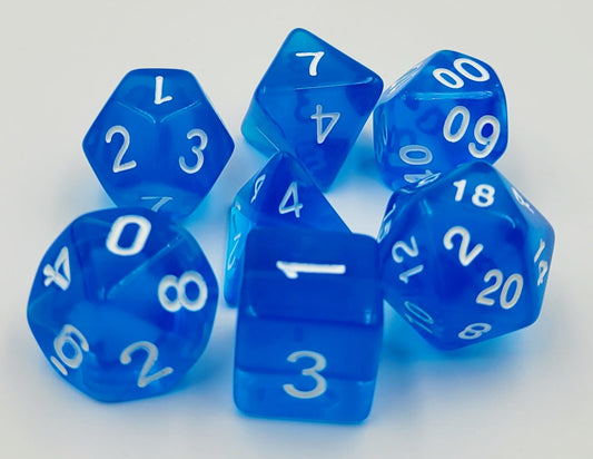 7-teiliges RPG Würfelset Transparent: Deep Blue