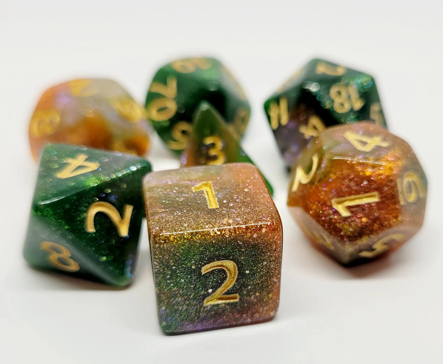 7-teiliges RPG Würfelset Galaxy: Green Emerald