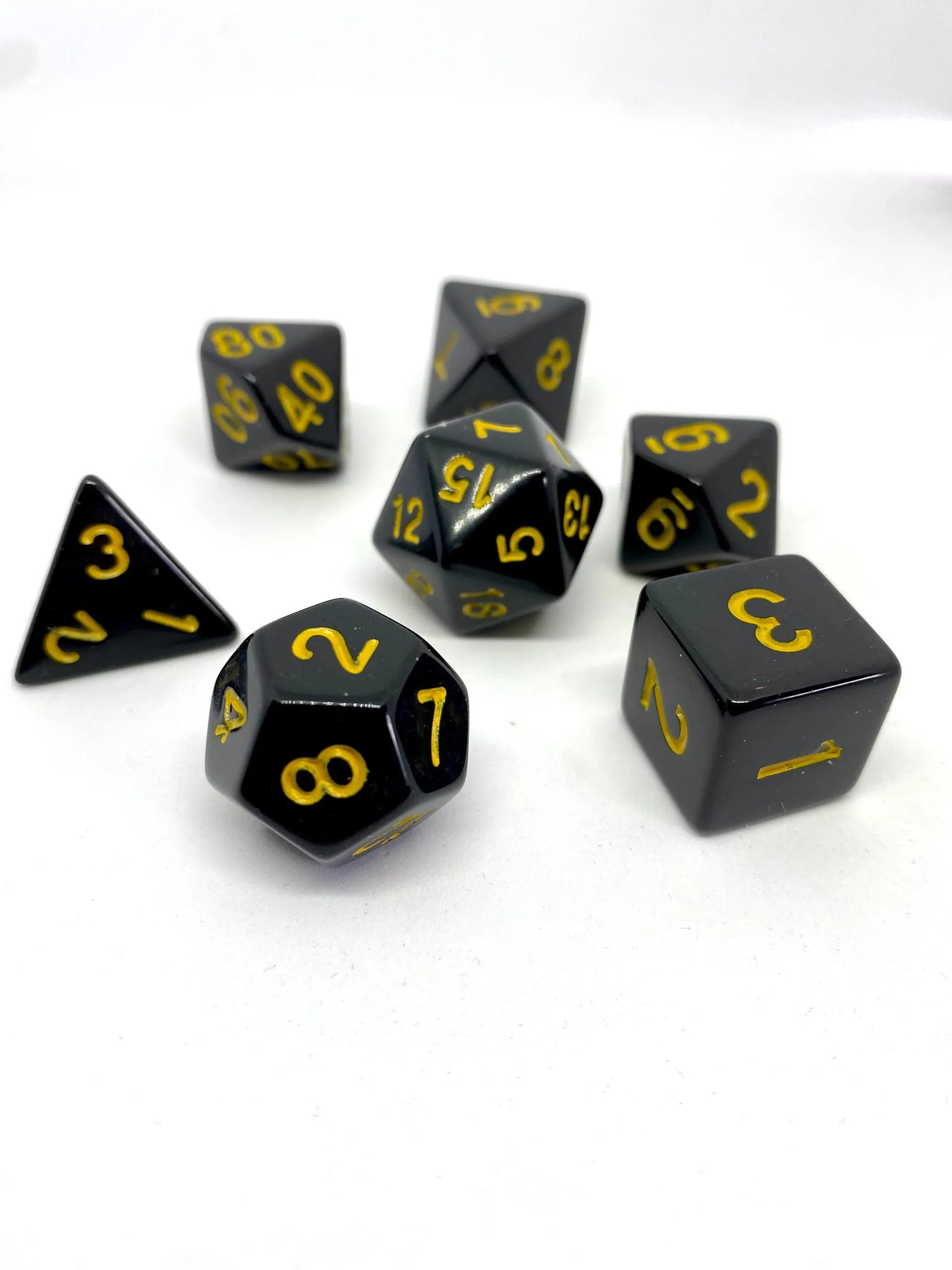 7-teiliges RPG Würfelset Opaque: Black/Yellow