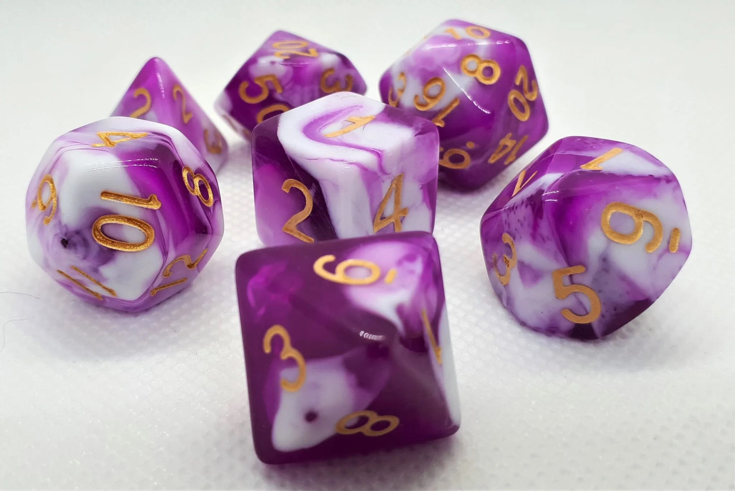 7-teiliges RPG Würfelset Mehrfarbig: Racing Purple/White