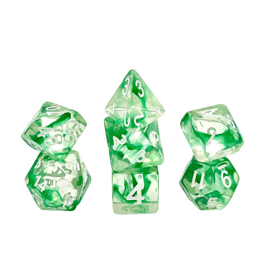 7-teiliges RPG Würfelset Transparent: Nebula Green