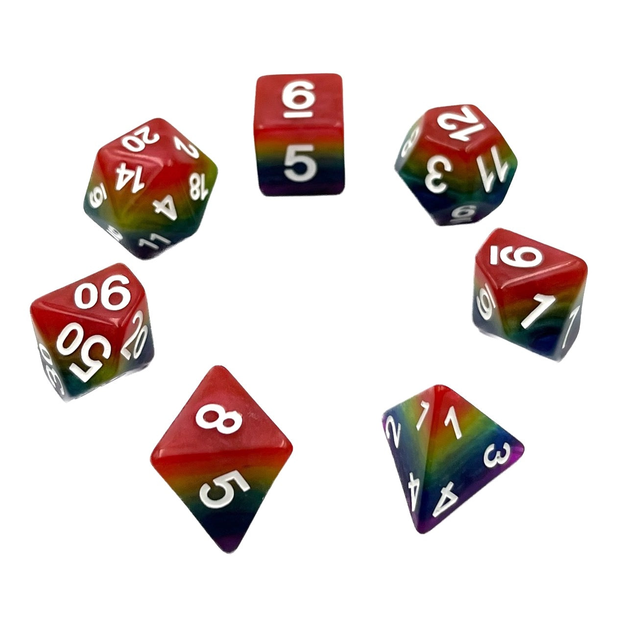 7-teiliges RPG Würfelset Mehrfarbig: Rainbow
