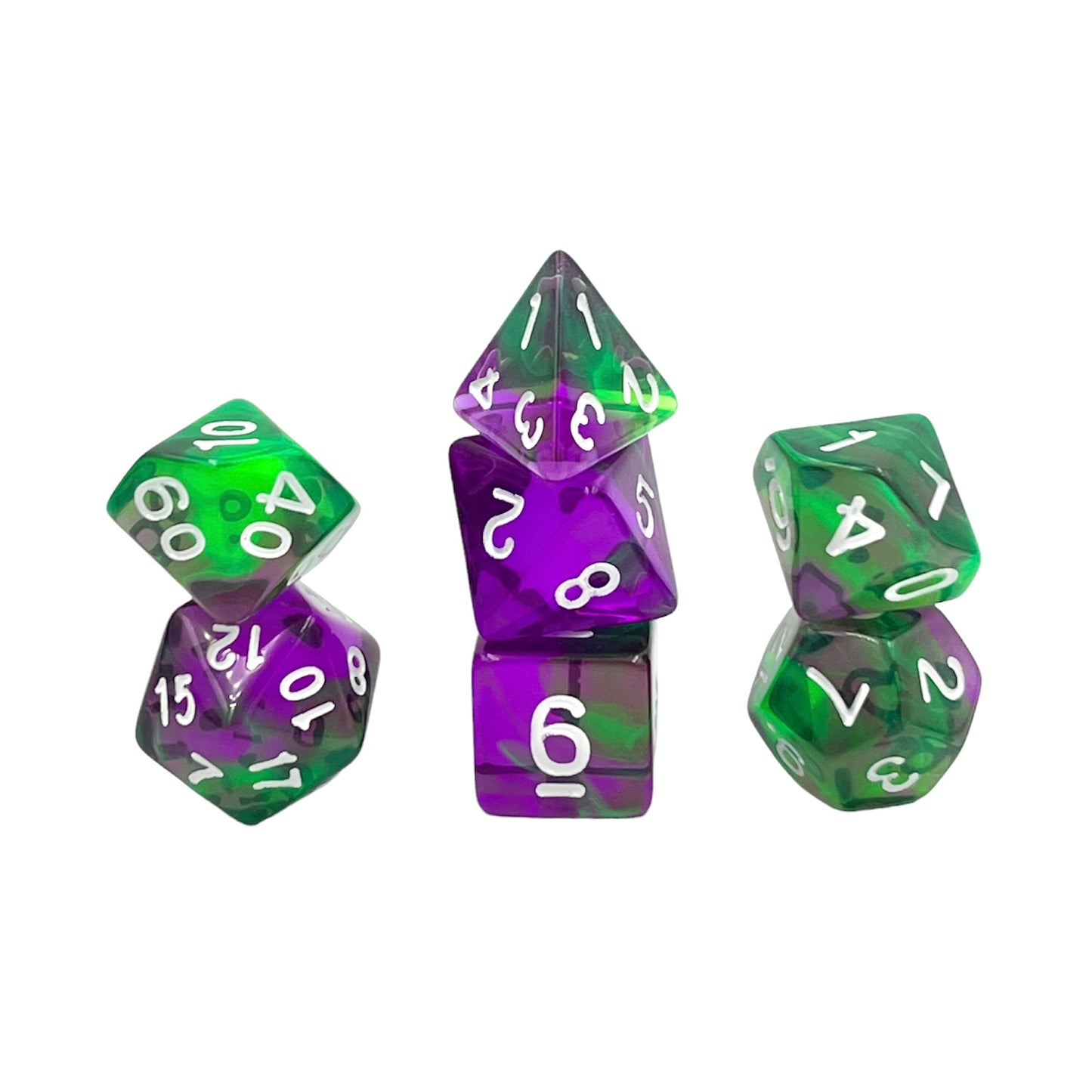 7-teiliges RPG Würfelset Transparent: Violet Evergreen